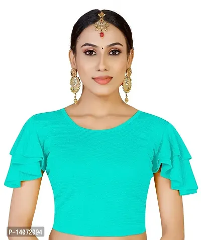 Trendy Lycra Sea Green Solid Blouse For Women