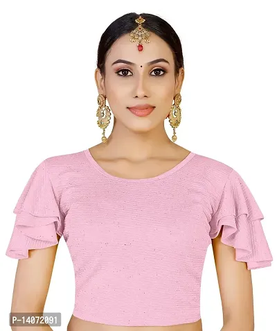 Trendy Lycra Pink Solid Blouse For Women