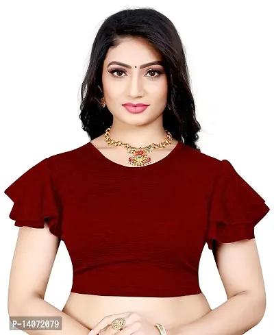 Trendy Lycra Maroon Solid Blouse For Women