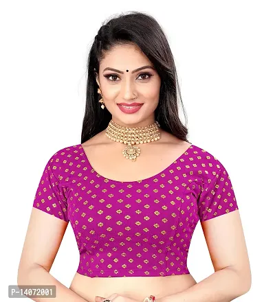 Trendy Lycra Rani Pink Printed Blouse For Women-thumb0