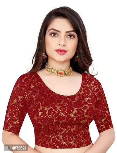 Trendy Lycra Maroon Printed Blouse For Women-thumb0