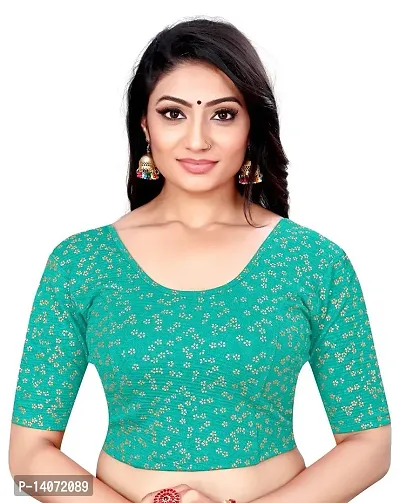 Trendy Lycra Sea Green Printed Blouse For Women