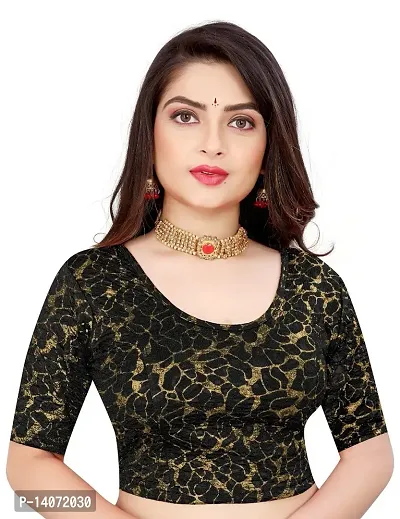 Trendy Lycra Black Printed Blouse For Women-thumb0