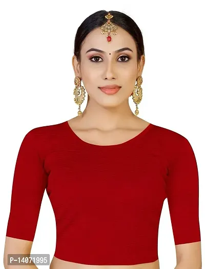 Trendy Lycra Red Solid Blouse For Women