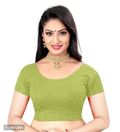 Trendy Lycra Green Printed Blouse For Women-thumb0