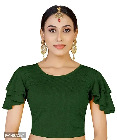 Trendy Lycra Green Solid Blouse For Women