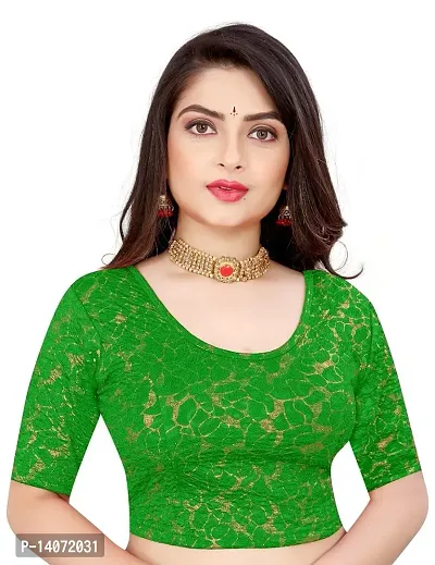 Trendy Lycra Green Printed Blouse For Women-thumb0