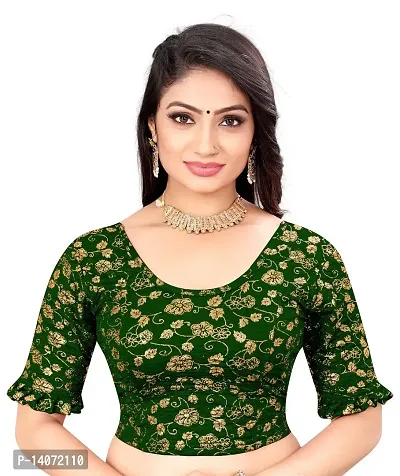 Trendy Lycra Green Printed Blouse For Women