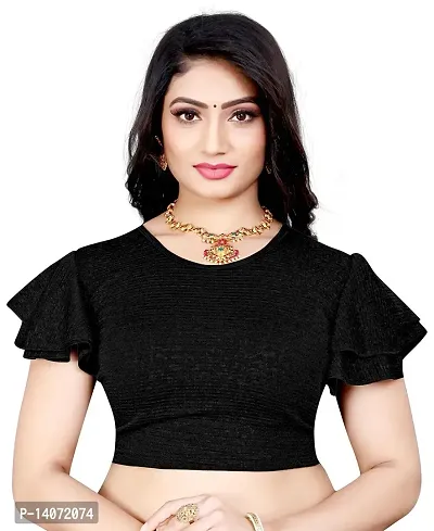 Trendy Lycra Black Solid Blouse For Women