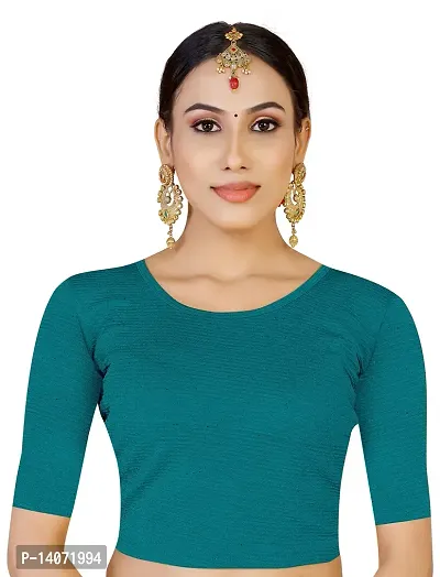 Trendy Lycra Rama Green Solid Blouse For Women