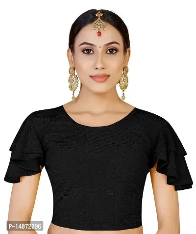 Trendy Lycra Black Solid Blouse For Women