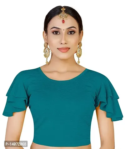 Trendy Lycra Rama Green Solid Blouse For Women-thumb0