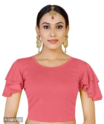 Trendy Lycra Pink Solid Blouse For Women-thumb0