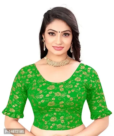 Trendy Lycra Green Printed Blouse For Women-thumb0