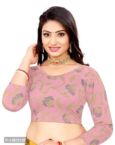 Trendy Lycra Pink Printed Blouse For Women