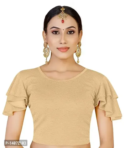 Trendy Lycra Beige Solid Blouse For Women