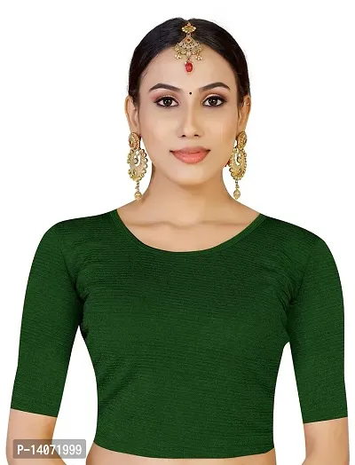 Trendy Lycra Green Solid Blouse For Women-thumb0