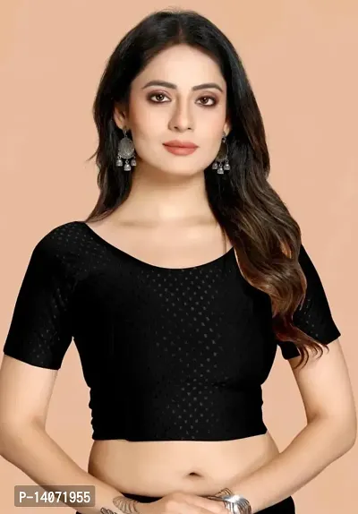 Trendy Lycra Black Printed Blouse For Women