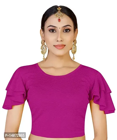 Trendy Lycra Rani Pink Solid Blouse For Women