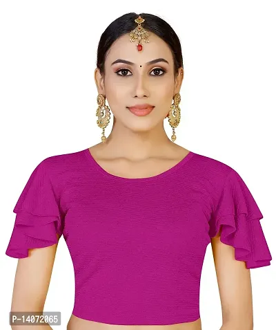 Trendy Lycra Rani Pink Solid Blouse For Women-thumb0