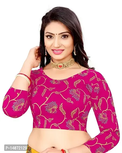 Trendy Lycra Rani Pink Printed Blouse For Women