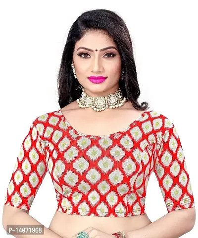 Trendy Lycra Red Printed Blouse For Women