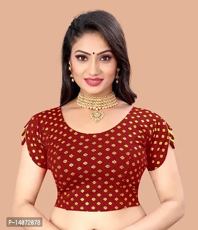 Trendy Lycra Maroon Printed Blouse For Women