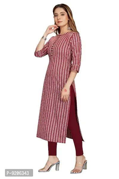 Womens Pure Cotton Line Printed Straight Kurti-thumb0