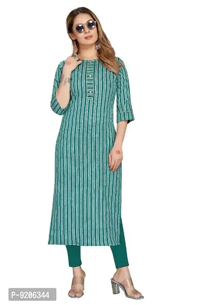 Womens Pure Cotton Line Printed Straight Kurti