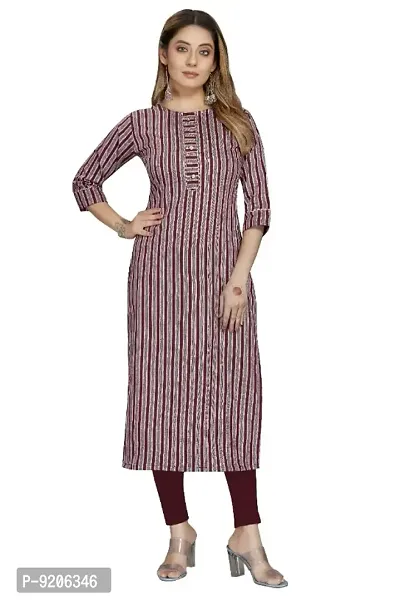 Womens Pure Cotton Line Printed Straight Kurti