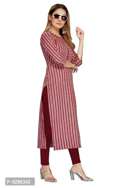 Womens Pure Cotton Line Printed Straight Kurti-thumb2