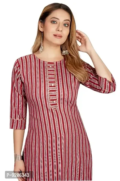 Womens Pure Cotton Line Printed Straight Kurti-thumb3