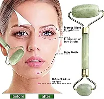 Techmahoday? Facial Jade Roller Massage Tool Natural Himalayan Stone Face Massager Double Sided Toning Firming Face Neck Massage Tool (Green)-thumb1