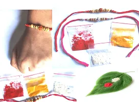 Techmahoday? Beautiful Rakhi for Brother with Kalava Set and Roli Chawal Combo with LED Wine Bottle Cork Copper Wire String Lights (2m)-thumb1