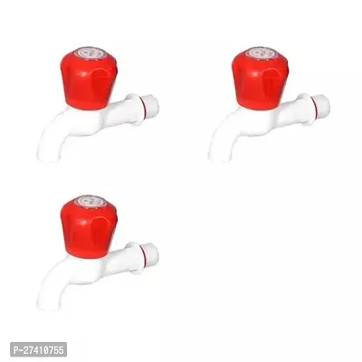 PVC Red Crystal Bib Cocke Bib Taps For Bathroom Kitchen Washbasin Out Side Garden, Pack Of 3-thumb0