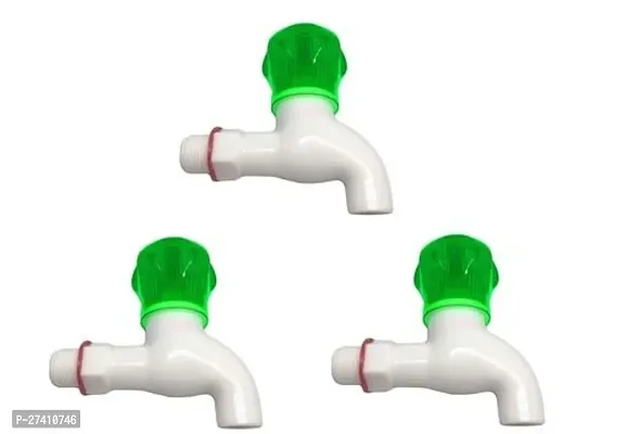 Tool White Pvc Plastic Bibcock/Water Tap/Water Faucet For Kitchen, Bathroom, Wash Basin Pack Of 3