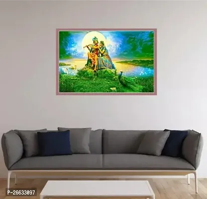 Radha Krishna Love Lake Peacock Images Poster Wall Sticker-thumb0