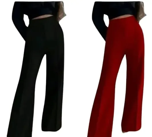 Trendy Solid High waist Trouser Combo of 2