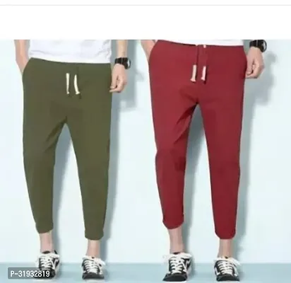 Stylish Multicoloured Cotton Blend Regular Track Pants For Men Pack Of 2-thumb0