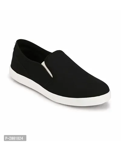 Men Black Slip-On Canvas Casual Shoes