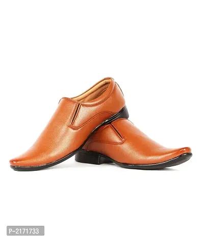 Men's Tan Slip-on Synthetic Formal Shoes
