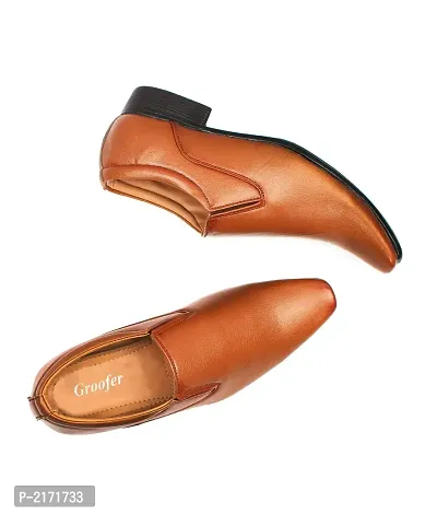 Men's Tan Slip-on Synthetic Formal Shoes-thumb2