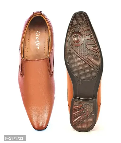 Men's Tan Slip-on Synthetic Formal Shoes-thumb4