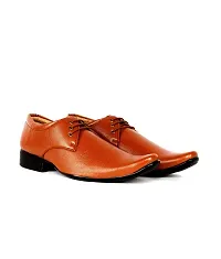 Men's Tan Lace -up Synthetic Formal Shoes-thumb1
