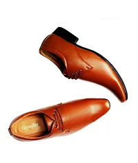 Men's Tan Lace -up Synthetic Formal Shoes-thumb2