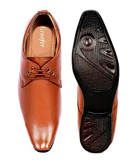 Men's Tan Lace -up Synthetic Formal Shoes-thumb3