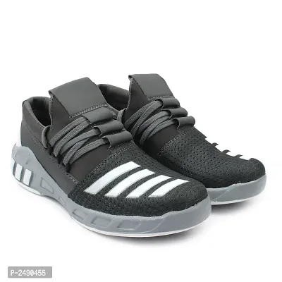 Men's Grey Synthetic Sport Sneakers-thumb2