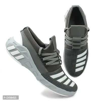 Men's Grey Synthetic Sport Sneakers-thumb4