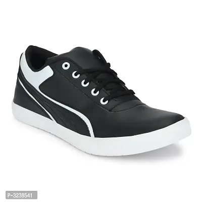 Black  White Lace-Up Self Design Casual Shoes For Men's-thumb0