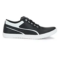 Black  White Lace-Up Self Design Casual Shoes For Men's-thumb2
